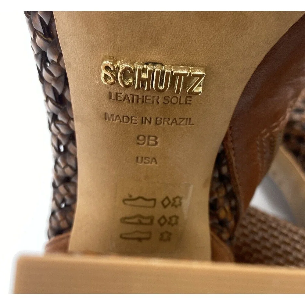 Schutz Anacris Women's Saddle Casual Peep‎ Toe Woven Bootie - Size 9B